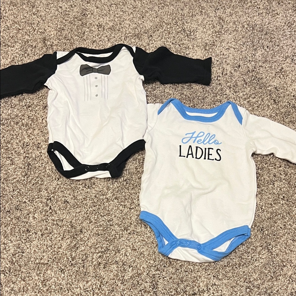Baby Tuxedo and Hello Ladies Onesie Set
